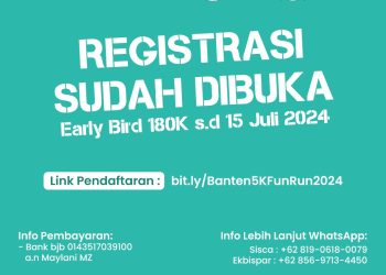 KUOTA TERBATAS! Link Pendaftaran Banten 5K Fun Run Early Bird, Diskon Harga Tiket Menanti